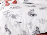 Happy Kids Woodland White Cotton Quilt Cover Set Double V442-HIN-QUILTCS-WOODLAND-WHITE-DS