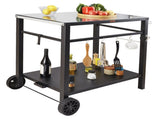 Outdoor Grill Dining Cart with Double-Shelf, 85*55cm BBQ Movable Food Prep Table, Multifunctional V952-JSHWBCTC85551FX8BV0
