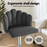 Artiss Bar Stool X2 Kitchen Dining Counter Gaslift Chair Adjustable Velvet Grey BA-B-B08-VEL-GYX2
