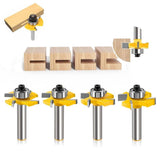 Wood 8mm Shank Straight End Mill Trimmer Cleaning Flush, Trim Corner Round Coves Box Bit 4Pcs, V1192-AZ-W-22190