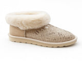 Womens Australian Sheepskin Wool Fur Mini UGG Ankle Boots in Gold Sand - 6 V563-D2390-SAND-6