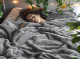Grey Ultra-Soft Coral Fleece Blanket Lightweight Summer Throw for Office Naps, Air Conditioning, V888-ELOSUNG43133