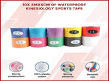 10 Rolls Muscle & Injury Kinesiology Sports Tape 5m x 5cm Waterproof Support V63-798697