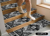15 Pack Non-slip Stair Treads,Washable Safe Floor Rug,Protective Mat for Family Elderly Kids Pet V1366-AZ2-W-27995
