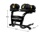 Powertrain Adjustable Dumbbells Set Home Gym Exercise Free Weights 48kg w/ Stand - Gold DMB-BF1-024-2S-GD