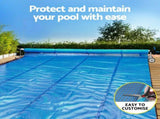 Aqua Buddy Pool Cover 600 Micron Solar Heat 9.5x5m Blanket w/ 5.55m Roller Blue PC-95X50-XL-BL-ROLLER-BU