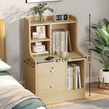 Light Wood Nightstand Secure Drawer Open Shelf Storage Tray Nordic Style 70cm V360-ZC-FNBT0040-BG-2D-1S-47