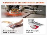 Stainless Steel Table, 60 x 90 cm Food Prep Worktable with Wheels, Kitchen Prep Table with V952-DLGZT2CWDB24ABSMO001V0
