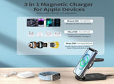 CHOETECH T618-F-BK 3-in-1 15W MagSafe Wireless fast Charger Stand for iPhone i-Watch AirPods w/ V28-ELECHOT618FBK
