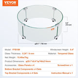 Fire Pit Wind Guard, 740 x 214mm Round Glass Flame Shield, 6mm Thick Fire Table Accessory, Clear V952-HKFFZGHBLYX8YM3ZUV0