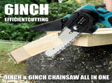 4" 6" Chainsaw Cordless Rechargeable Wood Cutter Saw Chain Saws Electric New V201-CSFDZ0036BU2
