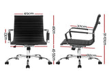Artiss Office Chair Conference Chairs PU Leather Mid Back Black OCHAIR-H-8147-BK