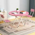 SOGA Pink Dining Table Portable Round Surface Space Saving Folding Desk Home Decor TABLERD726