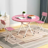 SOGA 2X Pink Dining Table Portable Round Surface Space Saving Folding Desk Home Decor TABLERD726X2