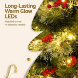 Jingle Jollys Christmas Tree 1.8M LED Xmas Tree Party Decorations Red Barries XM-TR-SLIM-PE-6FT-LED