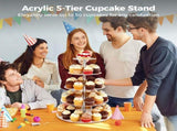 5-Tier Acrylic Cupcake Stand, 15.7" Wedding Cake Stand, Acrylic Cupcake Tower Holder, Dessert V1369-AZ3-W-08666