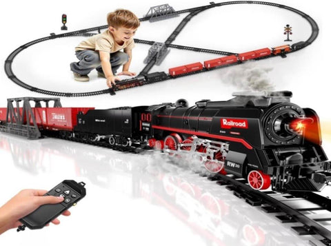 Model Train Set Controller Model Train Set, Remote Control Train Toys with 3Way Smoke Locomotive ...