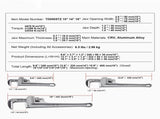 3-Piece Pipe Wrench Set, 10" 14" 18" Aluminum Straight Pipe Wrench, Adjustable Plumbing Wrench, with V952-GQBS101418IN6D4SMV0