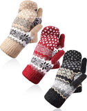 Pack of 3 pairs - Warm gloves for women - Extra thick - Knitted imitation - Suitable for cold V1188-ZXY-117-0025