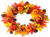 Fall Wreath Front Door, 15" Artificial Autumn Pumpkin Wreath, Harvest Wreath Thanksgiving Wreath V1369-AZ3-W-03705