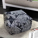 SOGA 55x30cm Black Squared Soft Pouffe Seat Cushion Elegant Home Accent Dcor Stylish Footstool POUFFE640