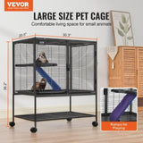 VEVOR 36" Metal Small Animal Cage 2-Tier Rolling Ferret Cage with Tray A Ramp V952-JSXDL322233IWSCUUV0
