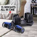 24KG Powertrain Adjustable Home Gym Dumbbell - Blue DMB-BF1-024-1-BU