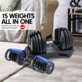 24KG Powertrain Adjustable Home Gym Dumbbell - Blue DMB-BF1-024-1-BU