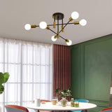 Mid Century Chandelier Modern, 6-Light , Black & Gold V178-33147