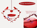 Red Iron Heart-Shaped Hanging Bird Feeder Tray, Functional Mesh for Garden Decoration, V1366-AZ2-W-26777