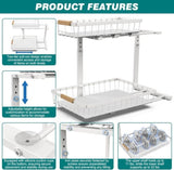 2-Tier Kitchen Under Sink Organiser Storage with Height Adjustable, Unique Slide Rail & Suction Cups V178-36081