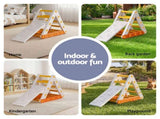 Keezi Kids Climbing Frame Set With Slide Indoor Outdoor Toddler Toys Pikler Triangle Climber KCS-SLIDE-TRGL-WH
