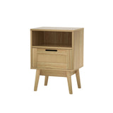 Artiss Rattan Bedside Table 1 Drawer with Shelf - REI Oak FURNI-G-BS-RAT-01-WD