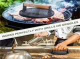 Burger 7Inch Round Cast Iron Smash Bacon Meat Steak with Wood Handle for Griddle, Sandwich, Nonstick V1369-AZ3-W-11799