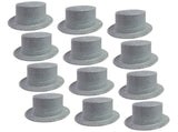 12x GLITTER TOP HAT Fancy Party Plastic Costume Tall Cap Fun Dress Up BULK - Silver V563-12GLTRTOPHAT-SLV