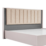 Queen 4 Pcs Bedroom Suite with Tallboy Fabric Upholstery MDF Combination of Champagne and Black V43-BDS-MAXL-4PC-TBY
