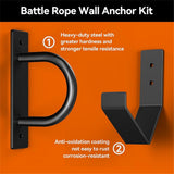 Steel Battle Rope Wall Mount Kit w/Anchor & Storage Hook - Matte Black Secure Mounting Durable V1192-AZ-W-4822