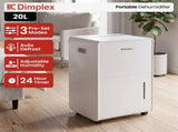Dimplex 20L Portable Dehumidifier w/ Preset Modes Fan Speeds 4L Water Tank Timer DC20DEHUM