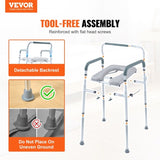 Commode Chair, Bedside Commode with Padded Seat and Arms, 7-Level Adjustable Height, 5.8L Removable V952-WLLGS350BLRZ8J6E0V0