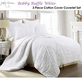 Jenny Mclean Bobby Ruffle White 3 Piece Coverlet Set Super King V442-RAN-COVERLET-BOBBYRUFFLE-WHITE-SK