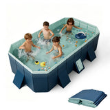 2.6m Foldable Pool PVC Non Inflatable Large Rectangle Pool Holding up to 6 People Hard Thickened V985-RECTANGULARPOOL