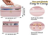 Makeup,Leather Double Layer Large Organizer,Travel Accessories Dorm Room Essentials Toiletry V1369-AZ3-W-01353