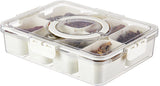 Snack Boxes - Divided trays with lids and handles - Transparent snack boxes for fruit, snacks, V1188-ZXY-10861