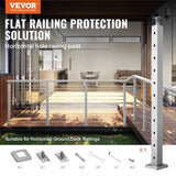 VEVOR Cable Railing Post, 36" x 2" x 2" Steel Horizontal Hole Deck Railing Post, 10 Pre-Drilled V952-1JZLGZ91455YMDM3LV0