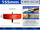 155mm Bi-Metal M42 High Speed Steel Hole Saw with Pilot Drill Bit, Smooth Cutting Edge for PVC, V1107-147-56242