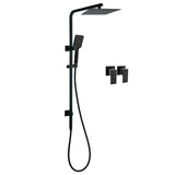 Matt Black Twin Shower Set Square 10" Rain Head 3 Modes Handheld Wall Arm Rail Taps V1233-C6202BHS002M4CBKSS110BCPF0272BK