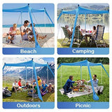 210*200*150CM 4 Poles Beach Tent Shade Canopy with UPF50 Protection Sun Shelter Portable Camping V1107-132-49447-BLU2