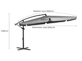 Mountview 3M Cantilever Umbrella Outdoor Grey Without Base OD1015-GY