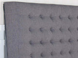 Bed Head Double Charcoal Headboard Upholstery Fabric Tufted Buttons V43-BED-CILNDCH
