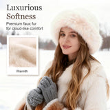 Womens Winter Faux Fur Bucket Hat, Thick Fluffy Fisherman, Winter Warmer Cap for Women V1258-DP02-F-13